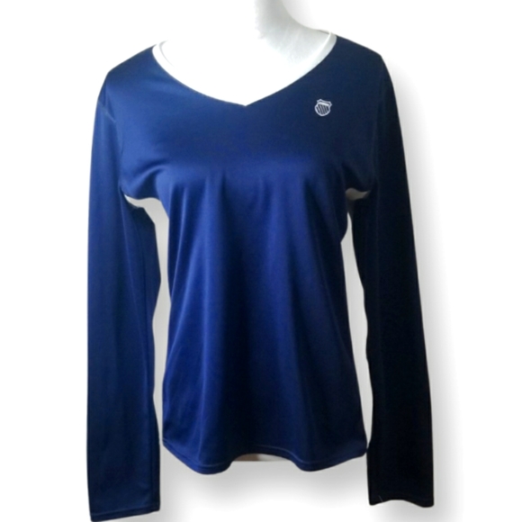 K-Swiss Iconic Navy Blue & White Athletic Top - Picture 1 of 5